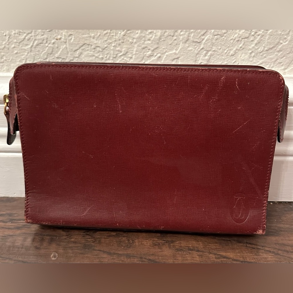 Cartier Clutch Bag Mast Line Bordeaux Leather